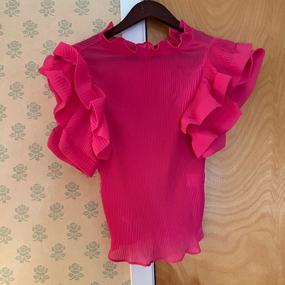 Mesh pink frill top (see through). - Picture 1 of 3